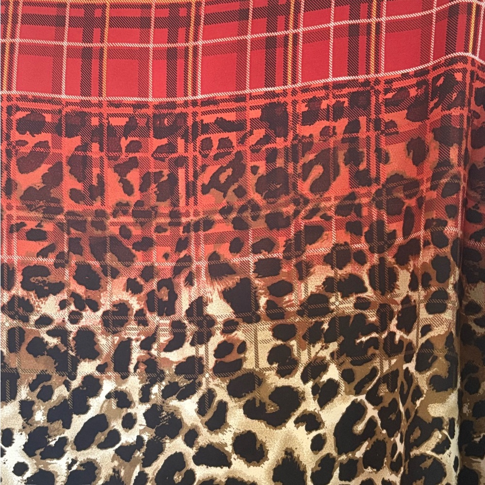 Cato•Red & Brown Plaid Leopard-Print Tunic - Picture 4 of 8
